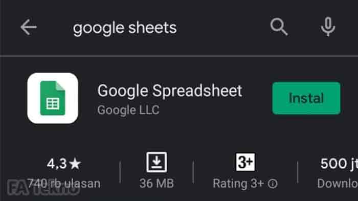 Aplikasi Google Spreadsheet